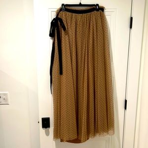 STAUD polka dot mesh maxi brown skirt  and black with matching slip underneath.
